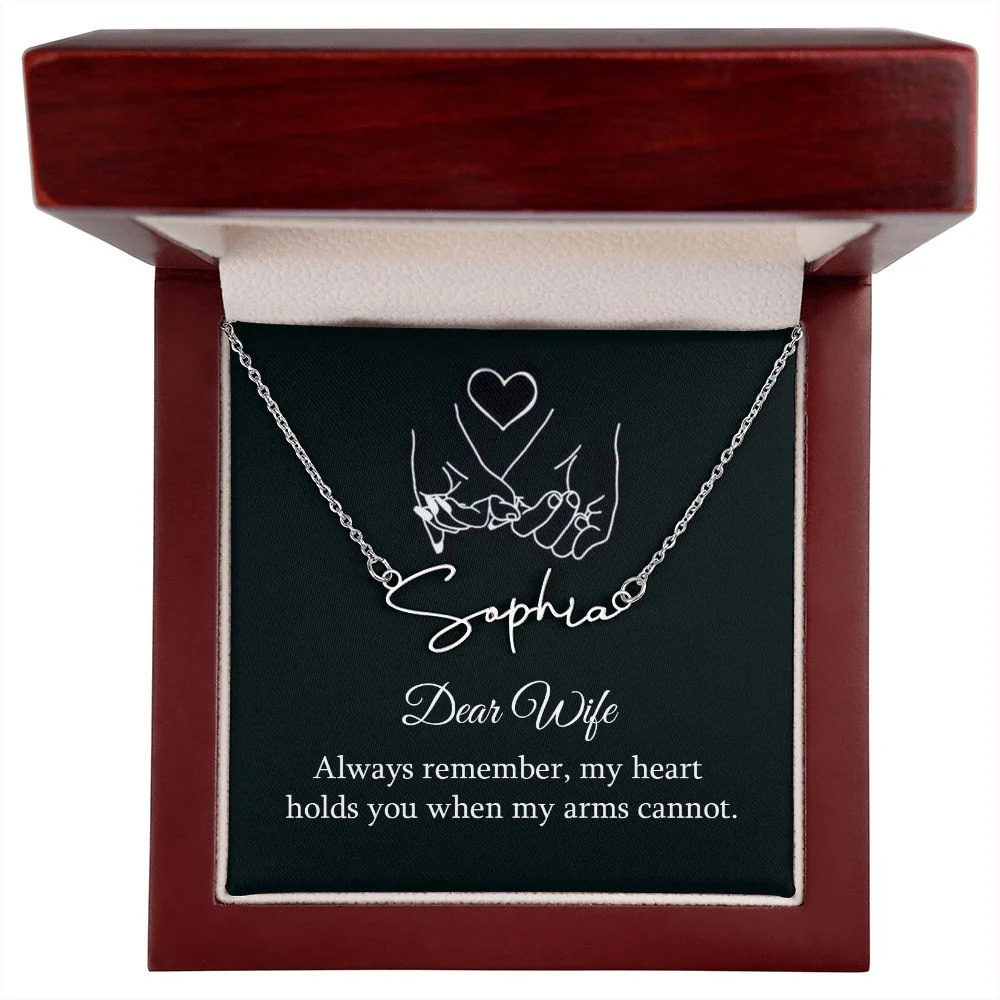 To My Wife Always Remember Personalized Silver Tone Name Necklace Custom